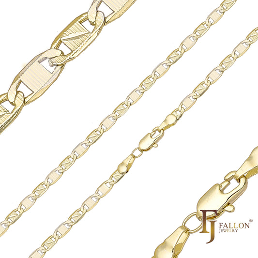 Cadenas martilladas de eslabones Mariner Z chapadas en Oro 14K, dos tonos