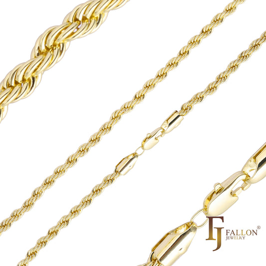 Cadenas clásicas de cuerda francesa de Oro 14K [delgadas de 2 mm a 4 mm]