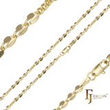 Cadenas de encaje de lentejuelas chapadas en oro blanco, Oro 14K, oro rosa