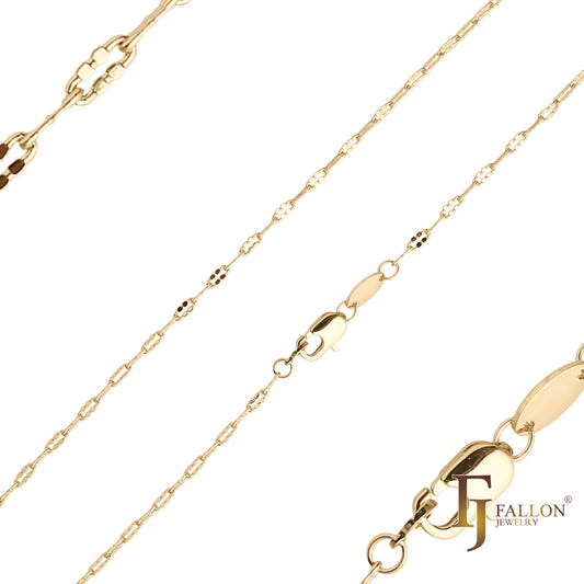 Cadenas de eslabones de lentejuelas enchapadas en Oro 14K