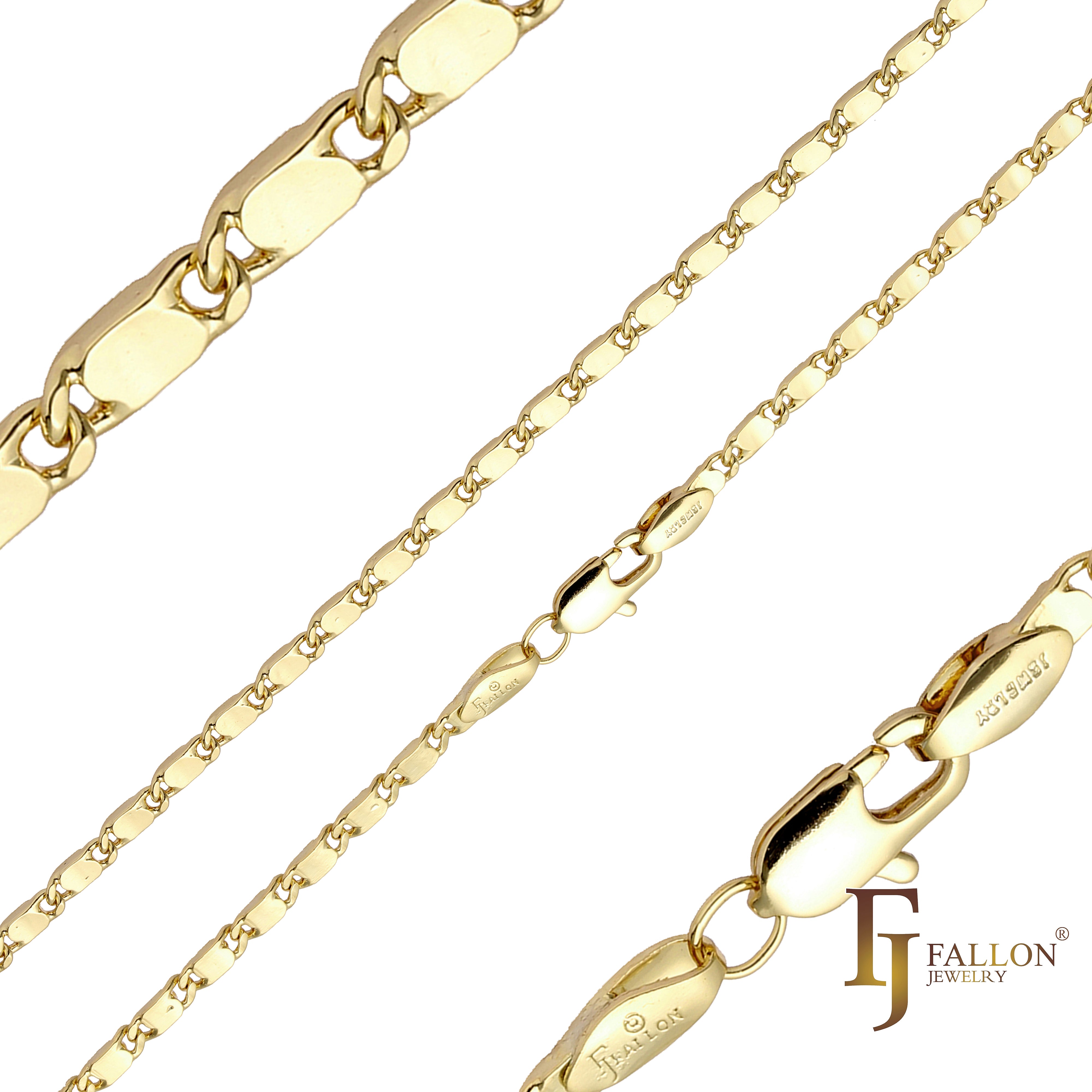 Cadenas pulidas con eslabones de caracol macizos chapadas en Oro 14K, oro rosa
