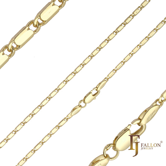 Cadenas largas pulidas con eslabones de caracol macizos chapadas en Oro 14K, oro rosa