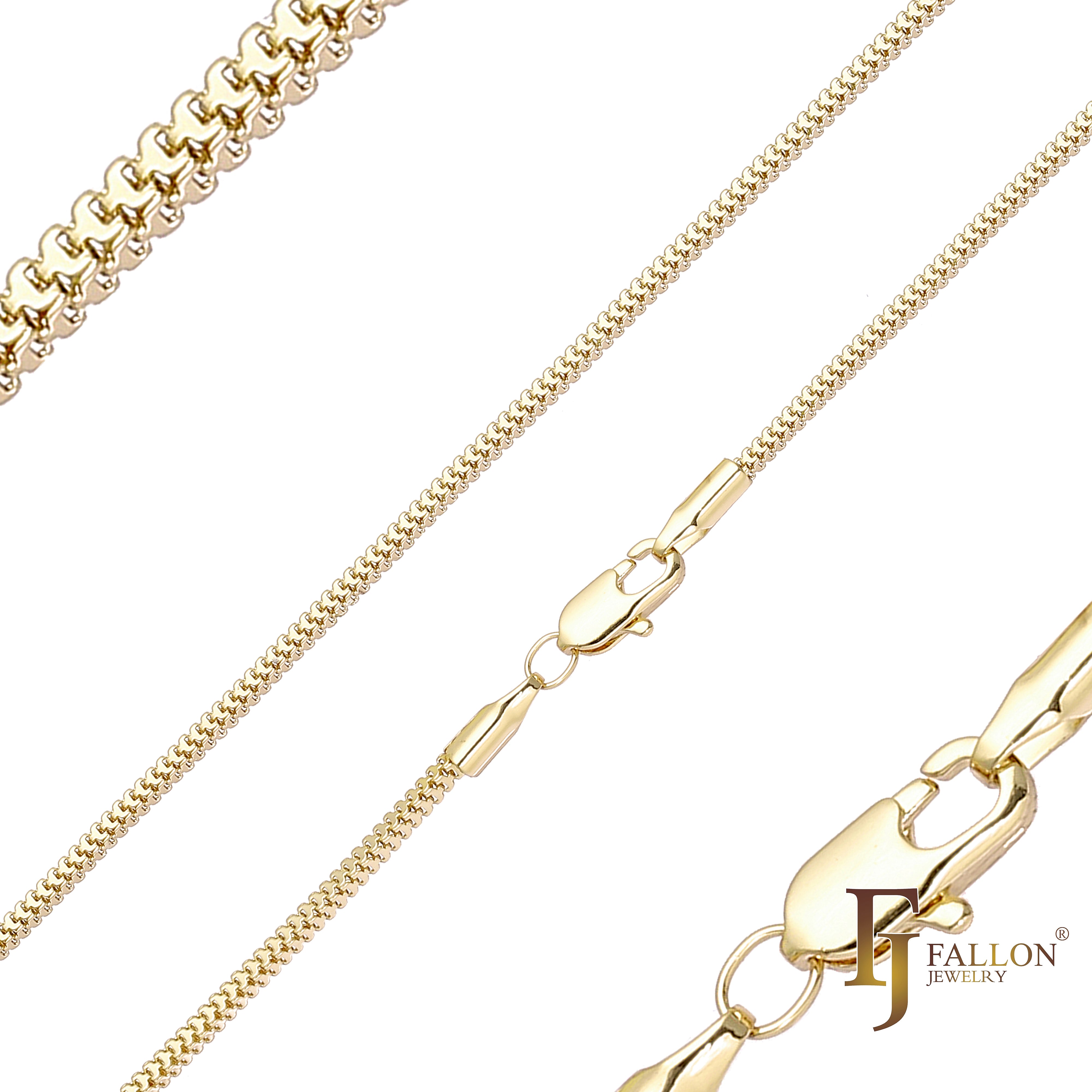 Cadenas de eslabones de fantasía con cierre doble chapadas en Oro 14K, oro rosa