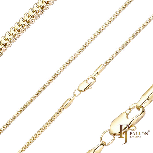 Cadenas de eslabones de fantasía con cierre doble chapadas en Oro 14K, oro rosa