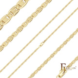 Cadenas martilladas de eslabones marineros chapadas en Oro 14K
