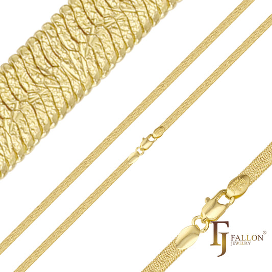 Cadenas con textura de espiga de serpiente chapadas en oro de 14K, oro rosa
