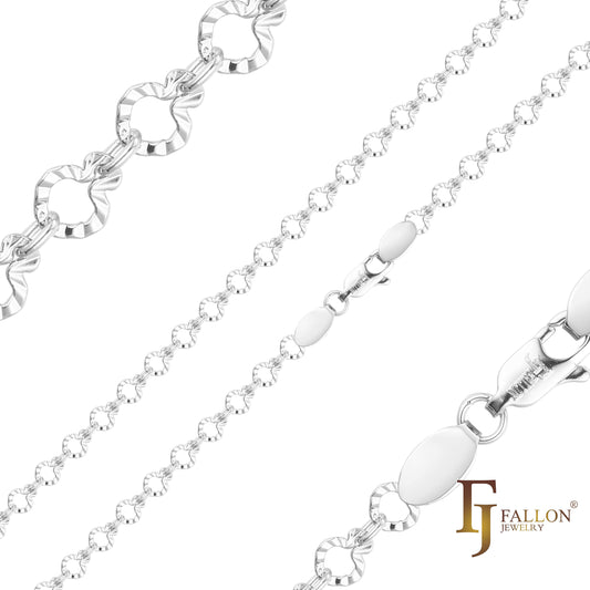 Цепочки Shell с коваными звеньями Sunburst, покрытием из белого, 14-каратного и розового золота.