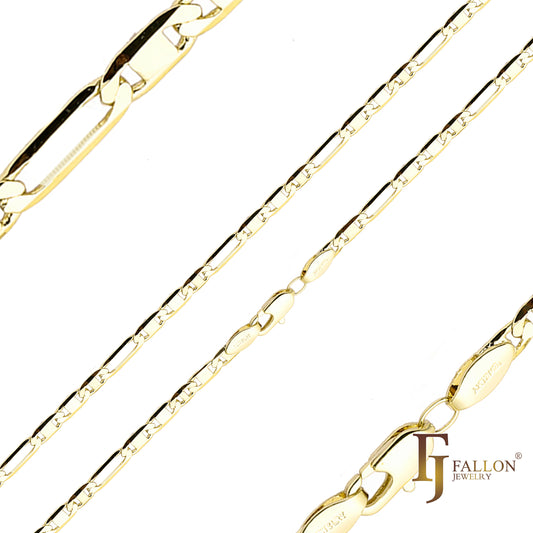 Cadenas de eslabones Figarucci estilo Fígaro mixtos bañadas en oro de 14 quilates