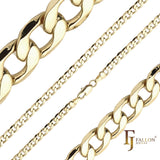 Cadenas clásicas de eslabones curvos [delgadas de 2,5 mm a 5,2 mm] chapadas en oro de 14 quilates