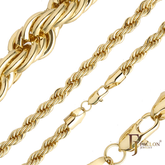 Cadenas clásicas de cuerda francesa de Oro 14K [Ancho 5 mm-7 mm]