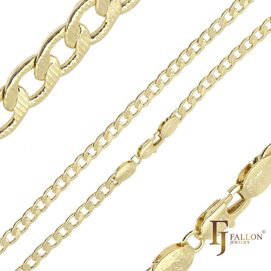 Cadenas curb martilladas chapadas en Oro 14K