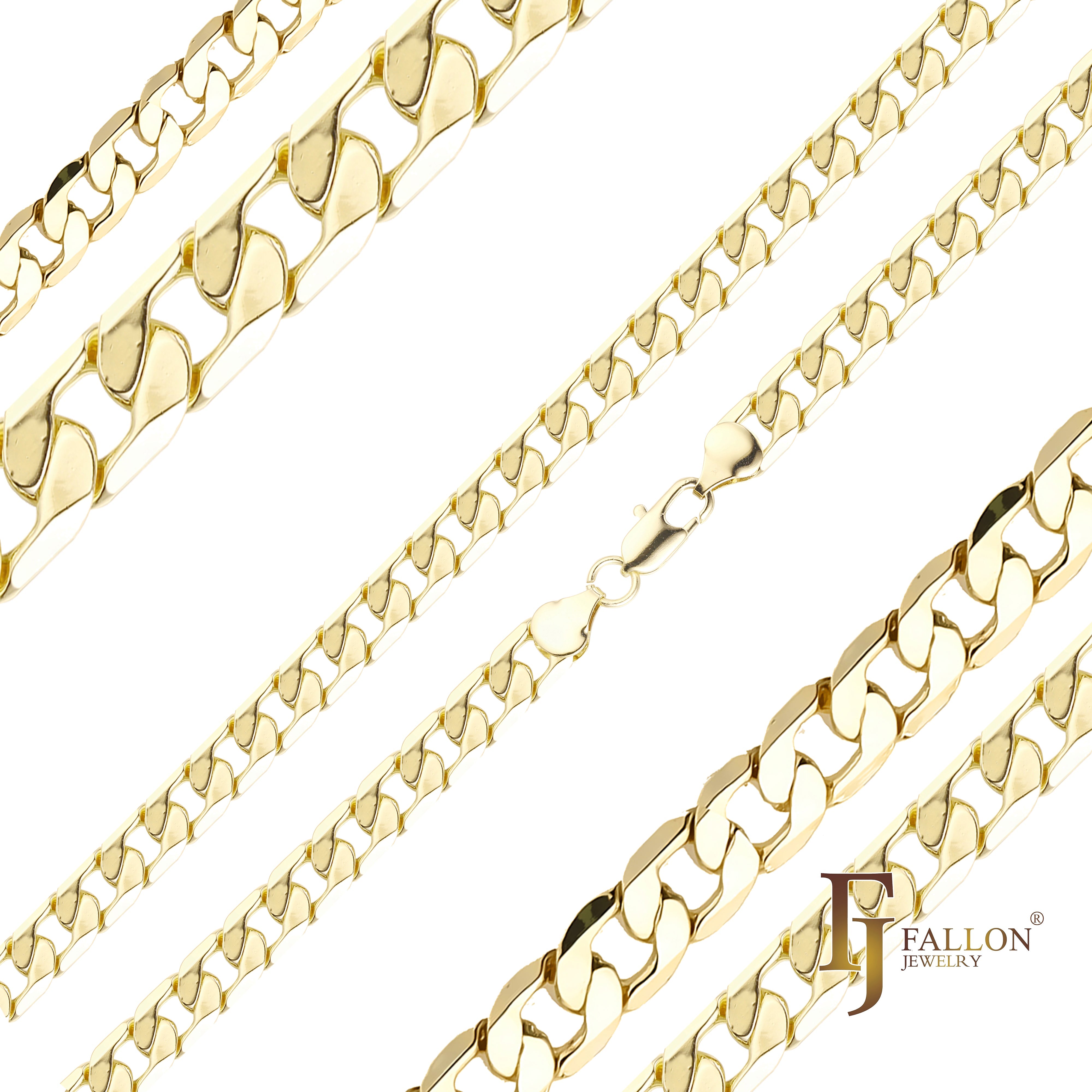 Cadenas clásicas de eslabones curvos [delgadas de 2,5 mm a 5,2 mm] chapadas en oro de 14 quilates