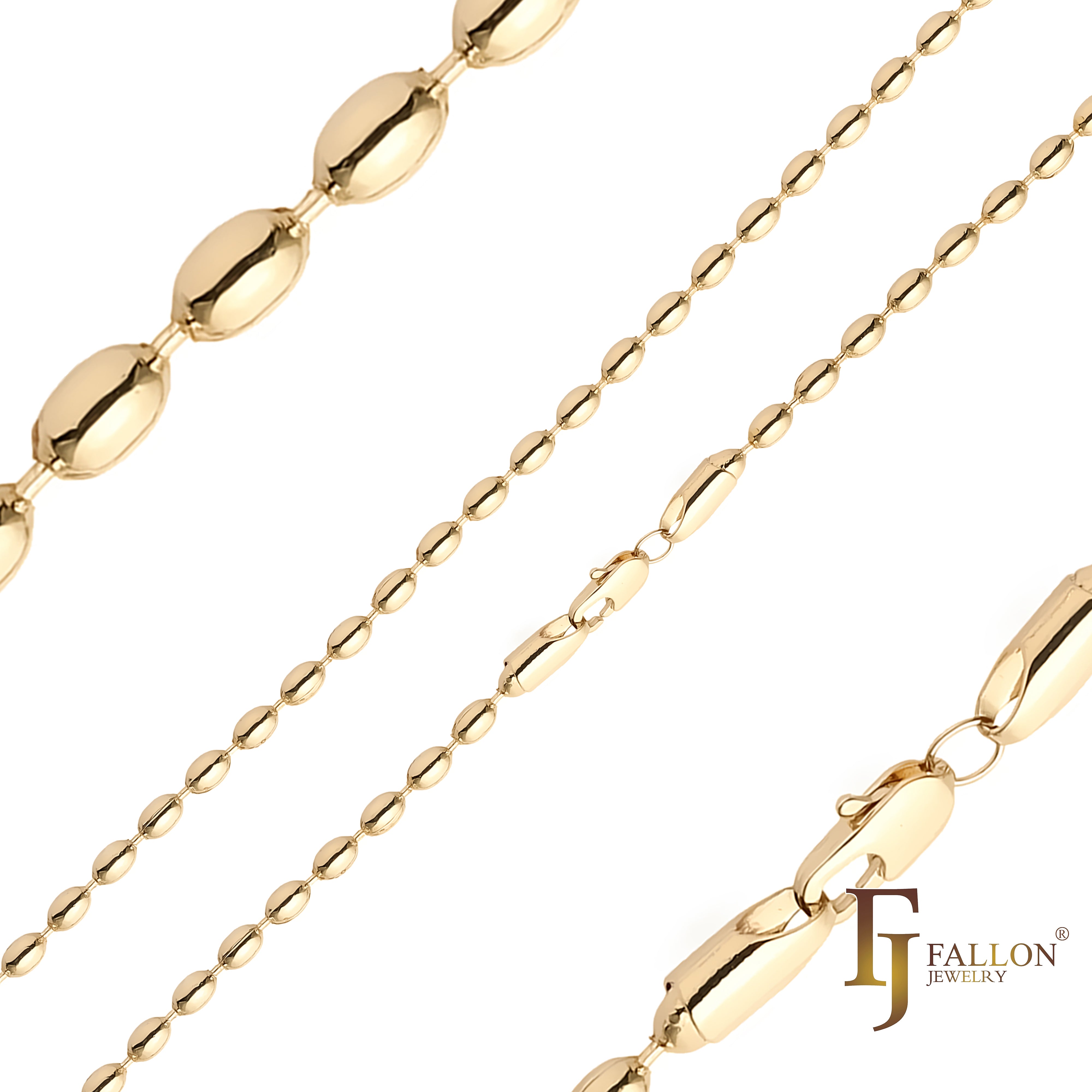 Cadenas de cuentas enchapadas en oro de 14K