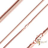 Cadenas Serpiente esqueleto plano bañadas en Oro Blanco, Oro 14K, Oro Rosa