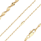 .Correntes de elos duplos singapura banhadas a ouro 14K, ouro 18K, ouro rosa, ouro branco, dois tons