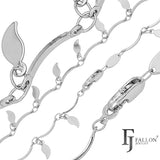 Hojas de fantasía y cadenas de eslabones de barra chapadas en oro blanco, Oro 14K, oro rosa
