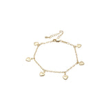 Pulseras de eslabones elegantes con forma de corazón chapadas en oro de 14 quilates
