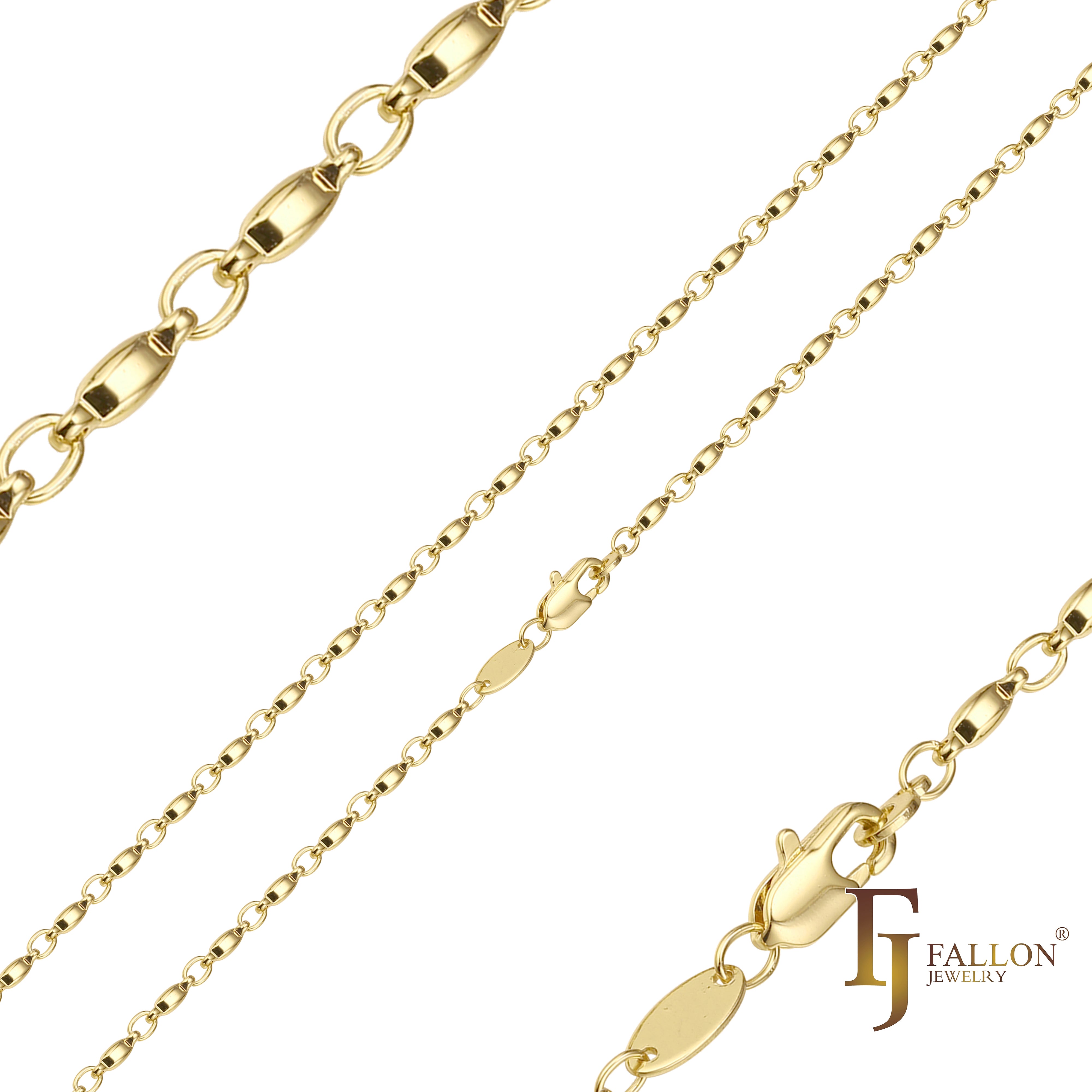 {Personalizar} Cuentas y cadenas de eslabones rolo bañadas en oro de 14 quilates