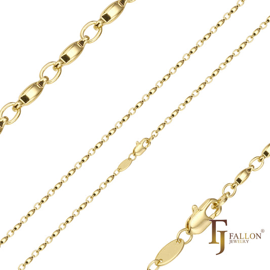{Personalizar} Cuentas y cadenas de eslabones rolo bañadas en oro de 14 quilates