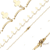 Cadenas de eslabones de trébol y barra de fantasía enchapadas en Oro 14K, oro rosa
