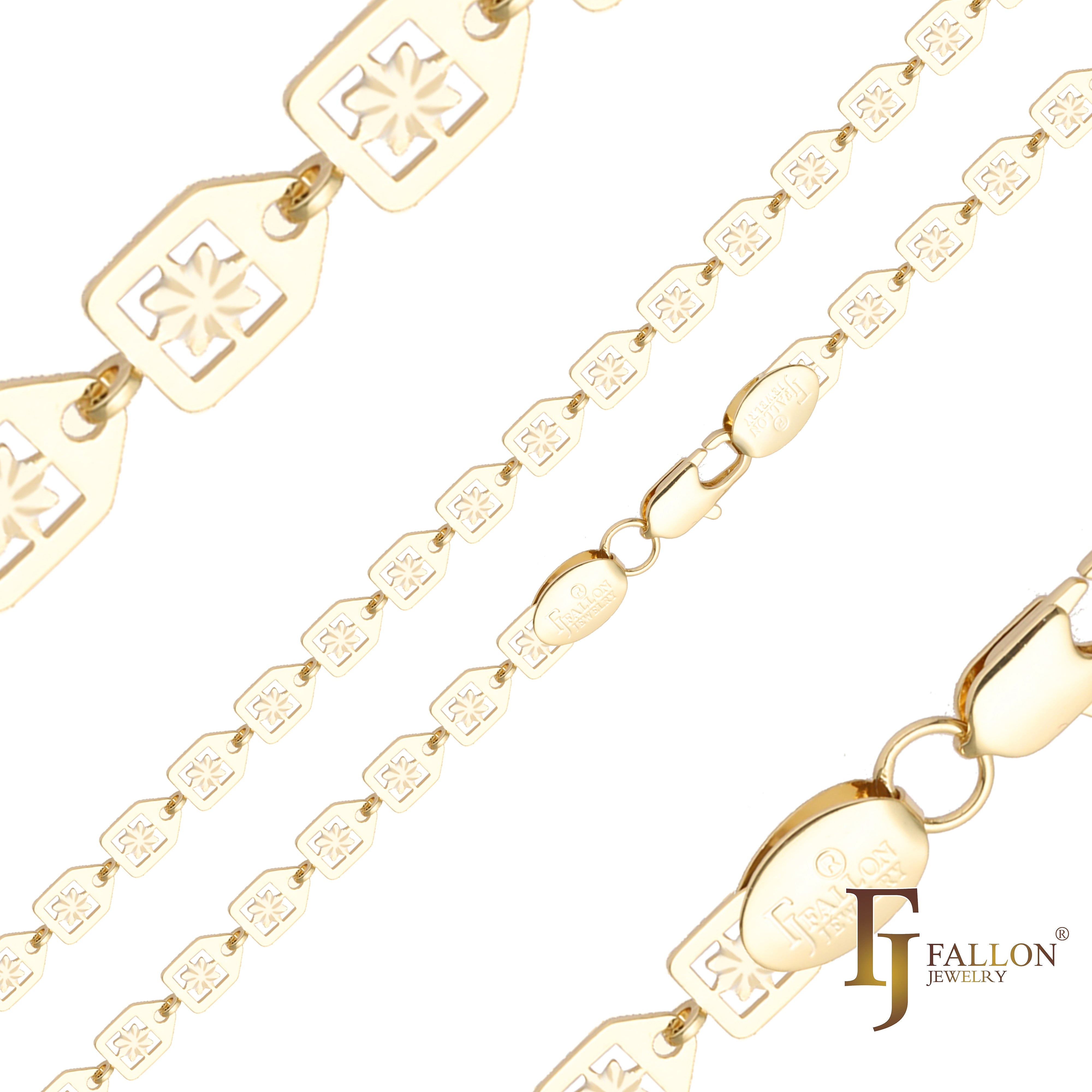 {Customize} Snowflake star sign fancy link chains plated in 14K Gold, Rose Gold two tone