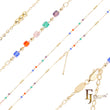 Tobillera con eslabones de cuentas y cubos de colores, chapada en Oro 14K, oro rosa