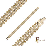 14K ゴールド、ローズゴールドカラーでメッキされた豪華なファンシー リンク ブレスレット