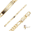 Pulseras identificativas de hombre con eslabones Figaro con amor y corazón chapados en oro de 14K colores