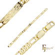 Pulseras de identificación para hombre con eslabones Figaro redondos chapados en Oro 14K.