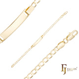 Pulseras de identificación para hombre con eslabones redondos chapados en Oro 14K.