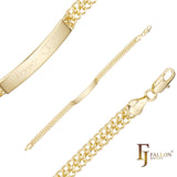 Pulseras dobles de eslabones identificativos cubanos para hombre con amor y doble corazón enchapada en oro de 14K colores