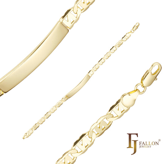 N Mariner link Pulseras de identificación para hombre chapadas en Oro 14K.