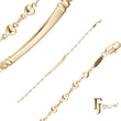14K ゴールドカラーでメッキされたファンシー ハート リンク メンズ ID ブレスレット