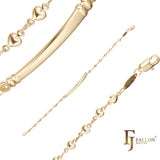 14K ゴールドカラーでメッキされたファンシー ハート リンク メンズ ID ブレスレット