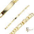 Pulseras de identificación para hombre de oro de 14 quilates grabable con eslabones Figaro