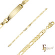 Pulseras de identificación para hombre de oro de 14 quilates grabable con eslabones Figaro con cierre de caja