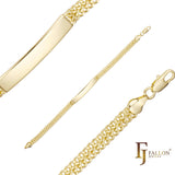 .Pulseras de identificación para hombre de oro de 14 quilates grabables con doble eslabón cubano