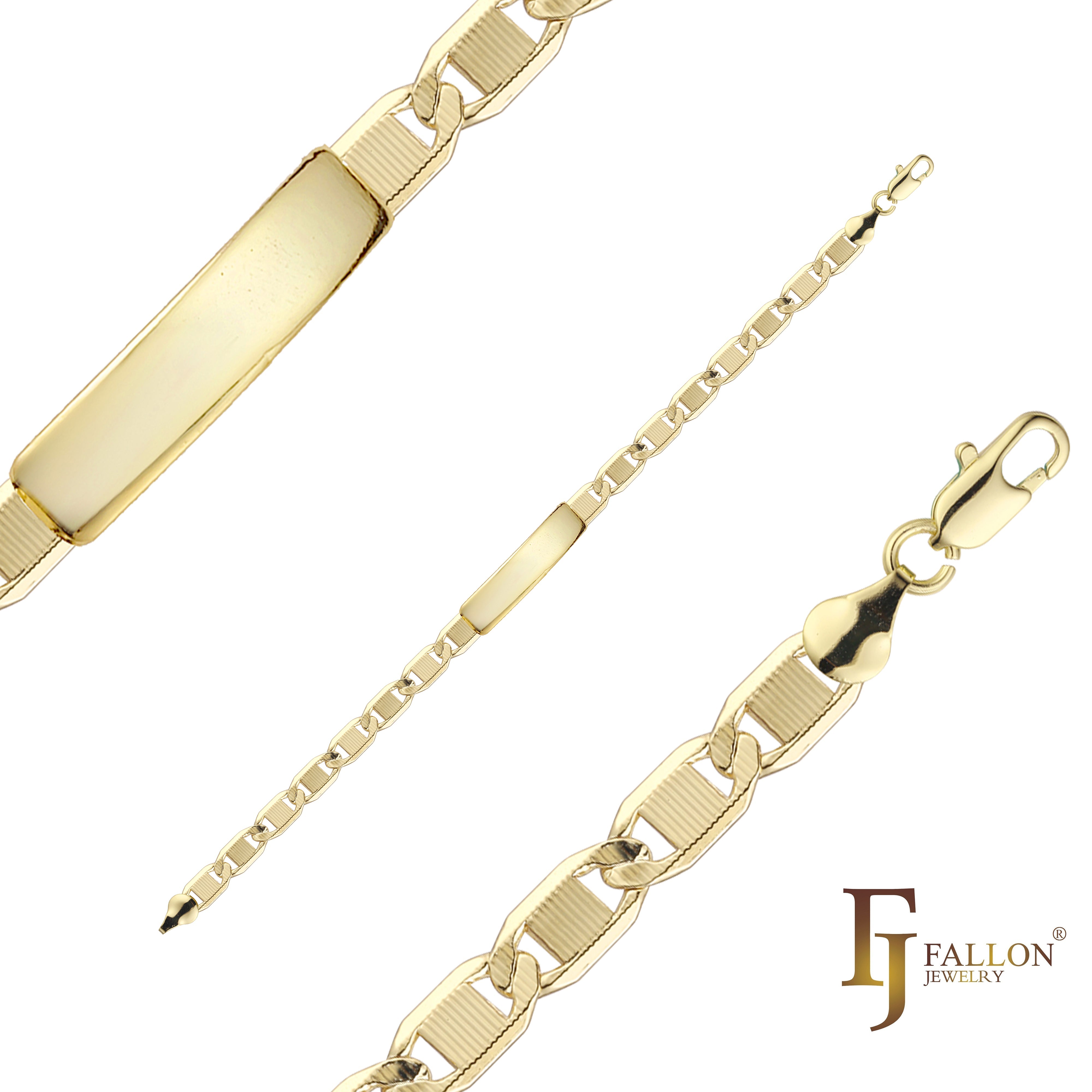 Pulseras identificativas Mariner link para hombre chapadas en oro de 14 kilates
