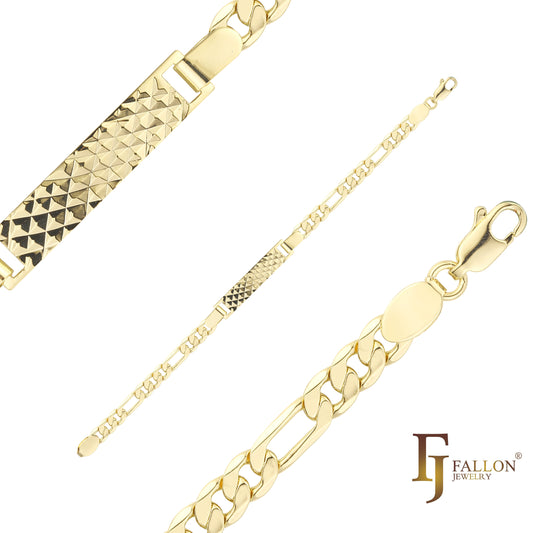 Pulseras identificativas de hombre Figaro link chapadas en oro de 14K colores