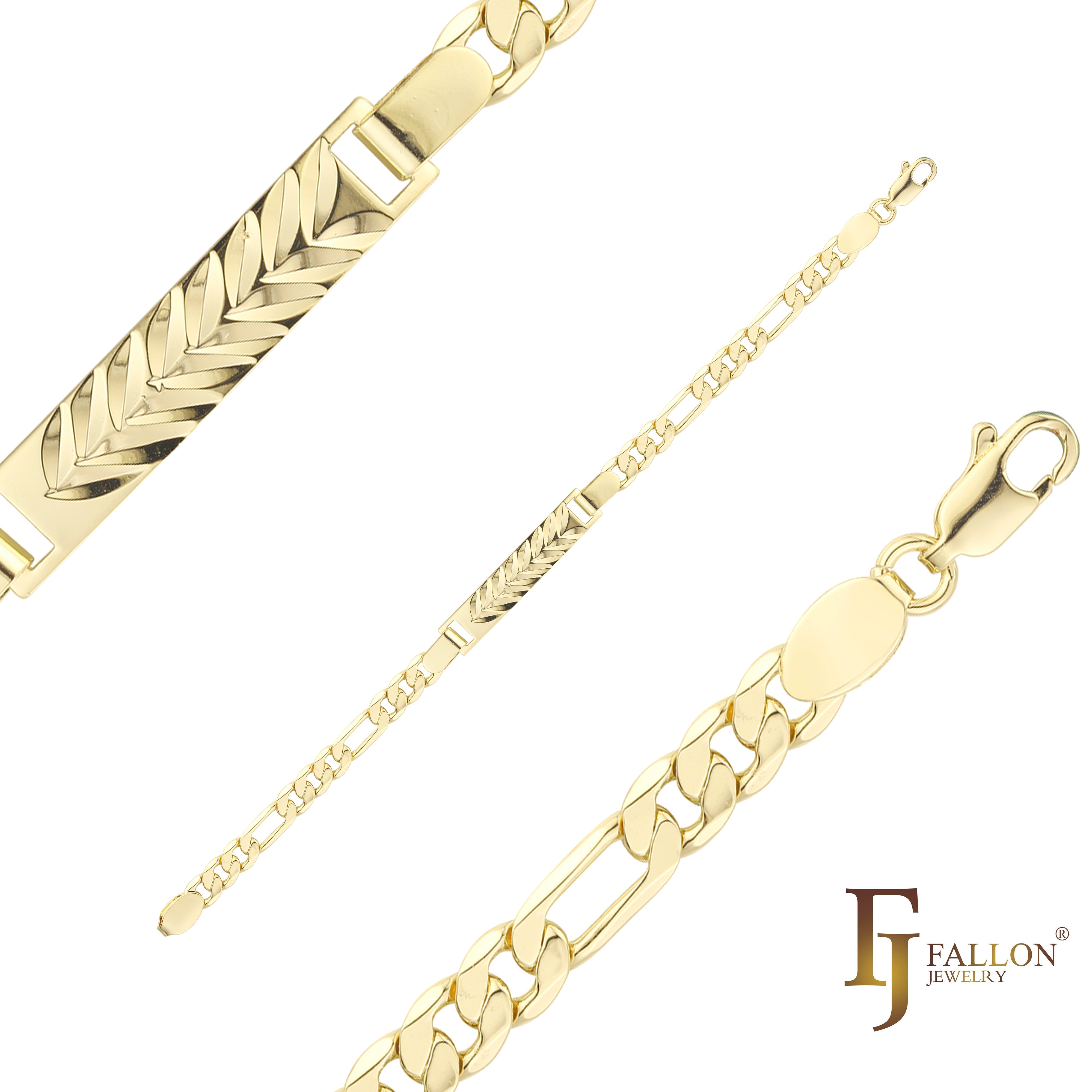Pulseras identificativas de hombre Figaro link chapadas en oro de 14K colores