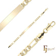 Figaro enlace ondulado martillado 14K oro grabable Pulseras de identificación para hombres