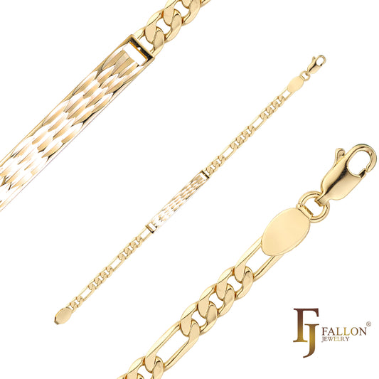 Pulseras identificativas de hombre Figaro link chapadas en oro de 14K colores