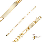 Figaro link Pulseras de identificación de hombre grabables en oro de 14 quilates