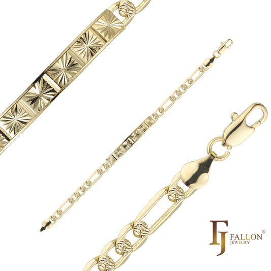 Pulseras identificativas de hombre Figaro link chapadas en oro de 14K colores