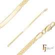 .Pulseras de identificación para hombre de oro de 14 quilates grabables con doble eslabón cubano