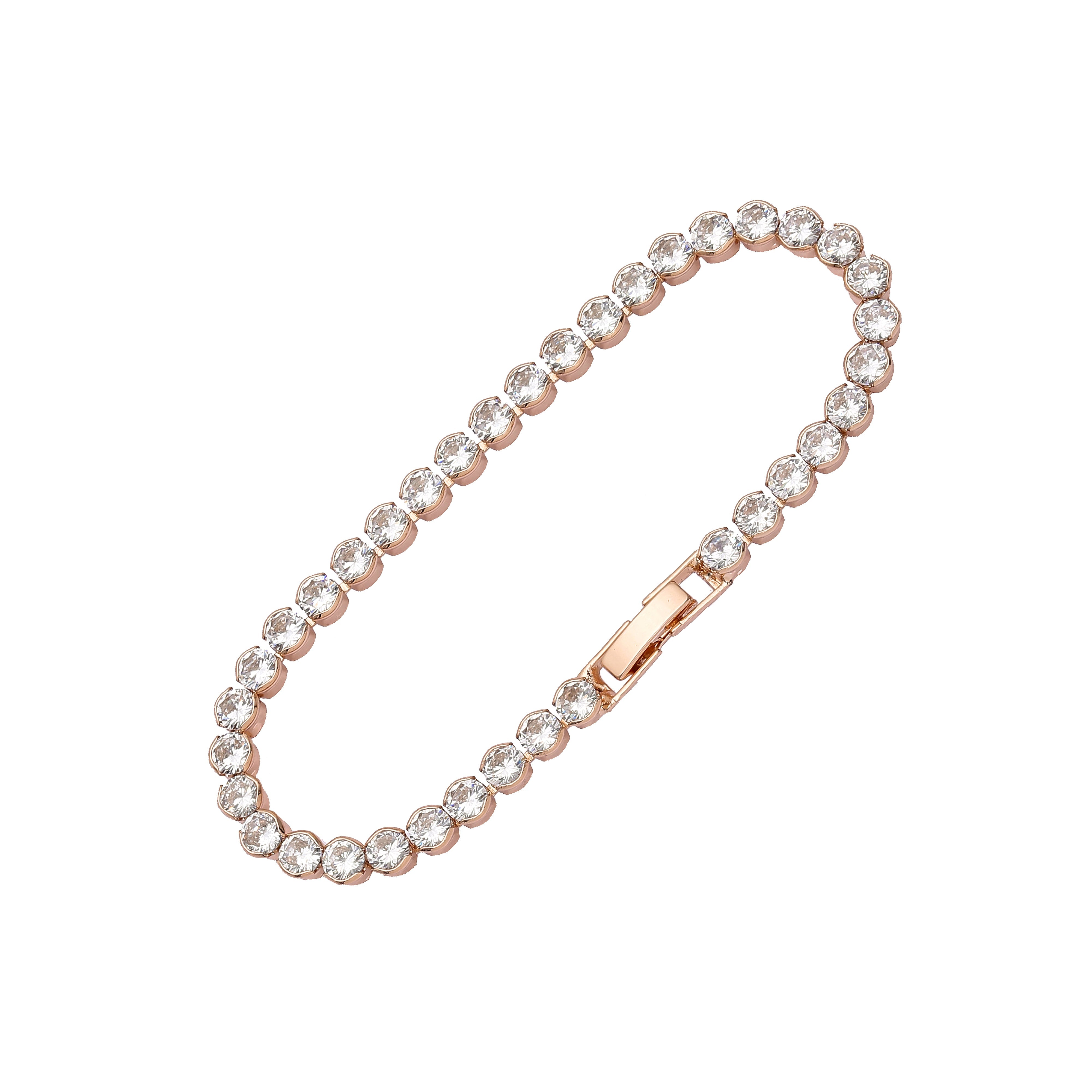 Pulseras Cluster de tenis de lujo chapadas en Oro de 14K, colores Oro Rosa