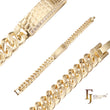 Pulseras identificativas para hombre de eslabones cubanos enchapadas en oro de 14K, colores oro rosa
