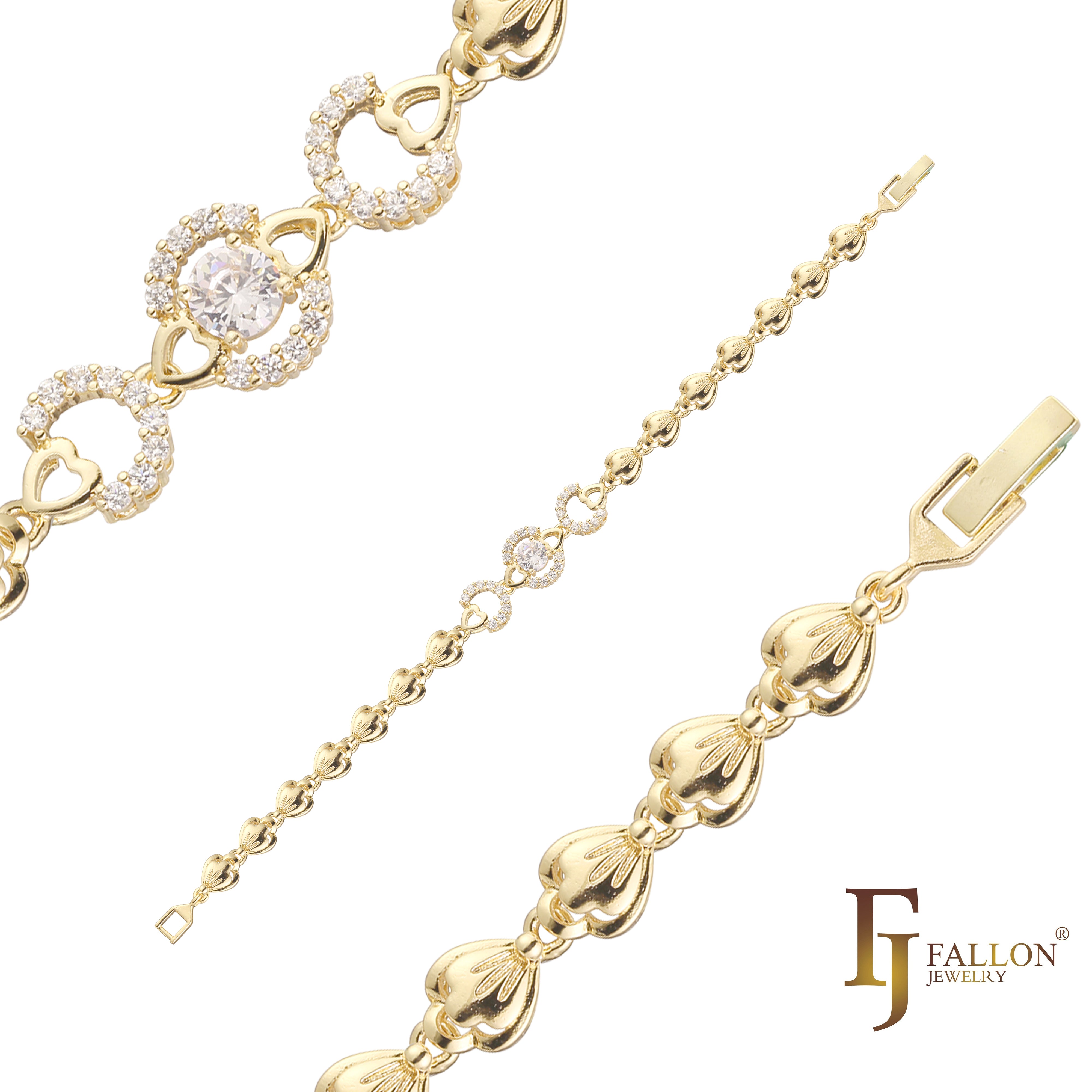 14K ゴールド、ローズゴールドカラーでメッキされたファンシー シェル リンク ブレスレット