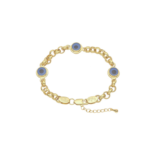 Evil Eyes ロロ チェーン リンク ブレスレット、14K ゴールド、18K ゴールドメッキ