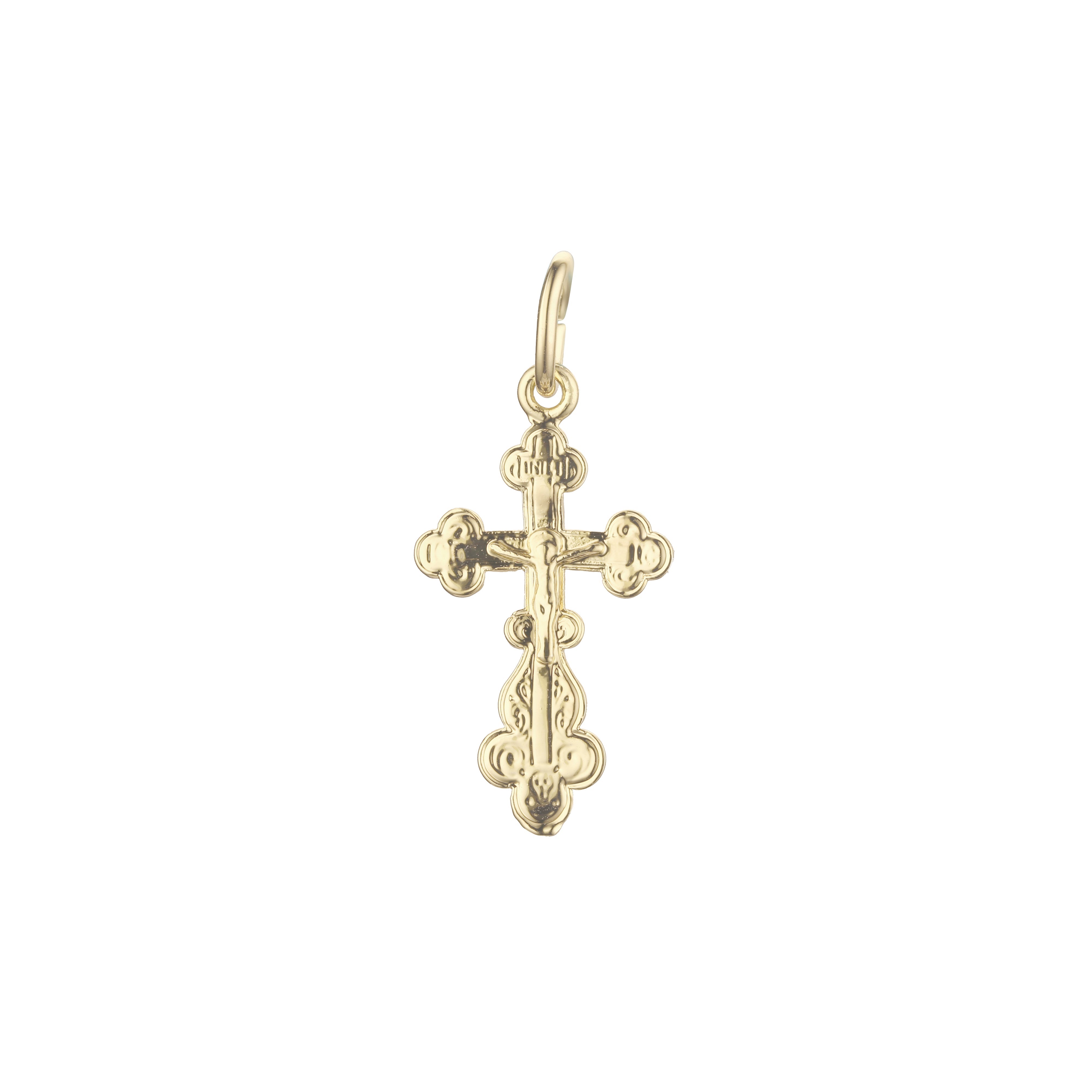 Eastern Orthodox Russian budded pendant in 14K Gold, Rose Gold & White Gold plating colors